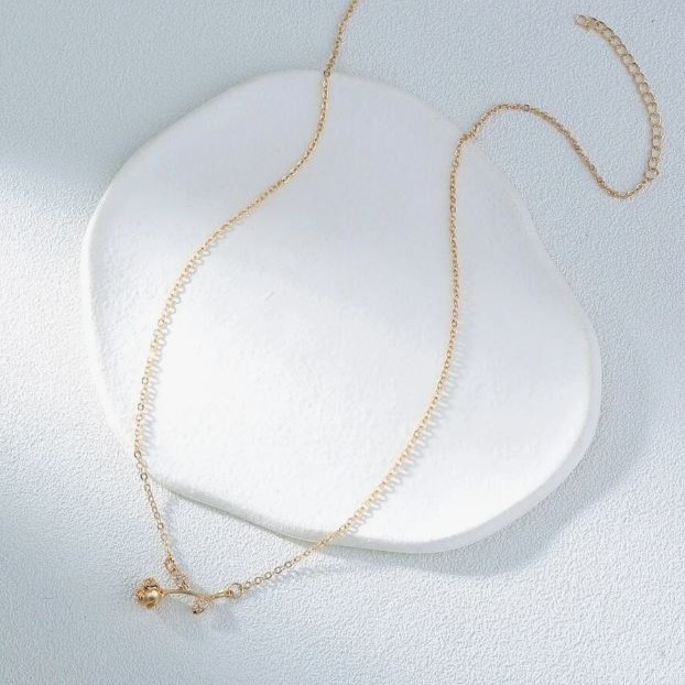 Rose Charm Stainless Steel Necklace Drop Pendant for Girls & Women's | 925 Gold Rose Romantic Jewelry
