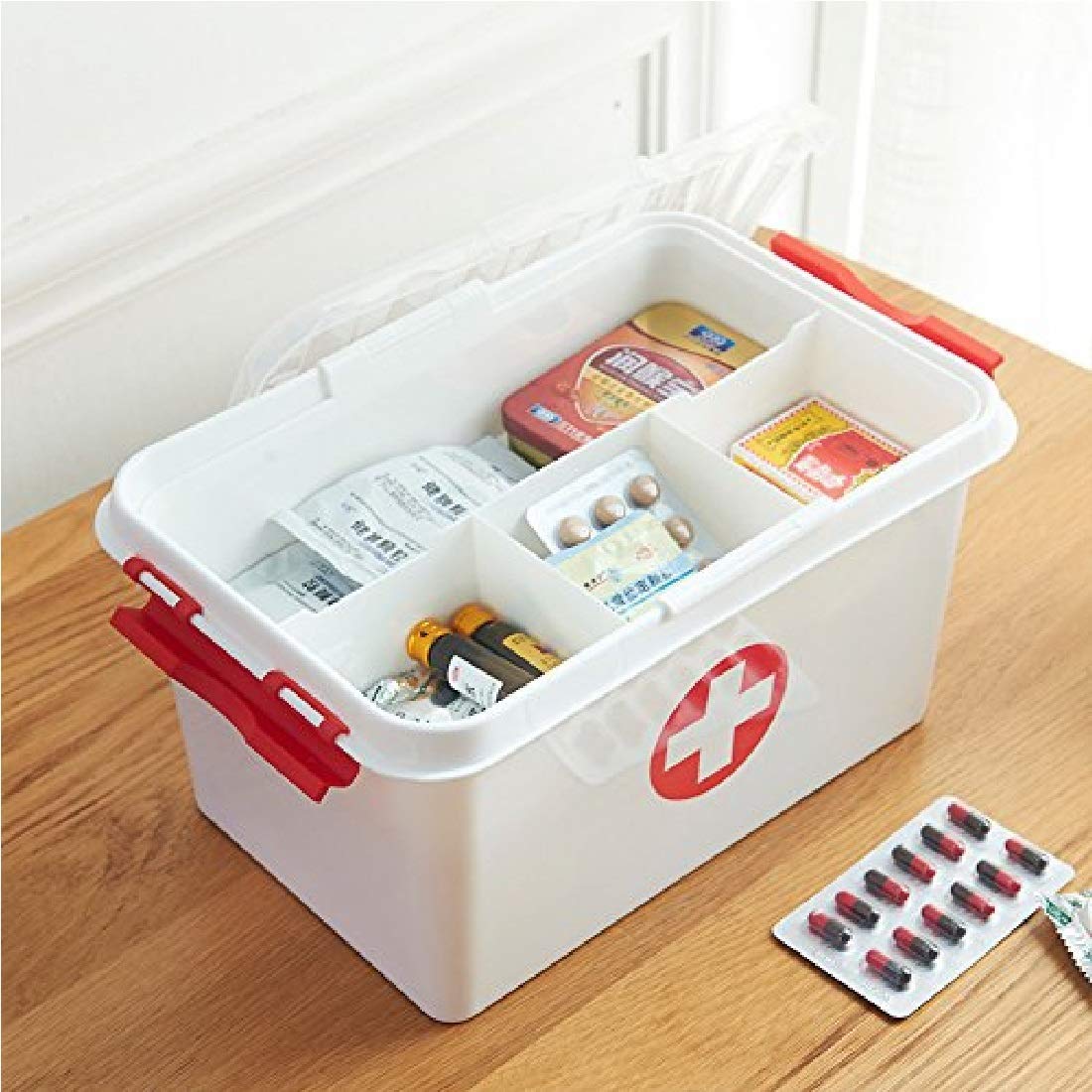 SEASPIRIT Double side Lockable Medicine Storage Box Family Emergency Kit  Cabinet Organizer with Detachable Tray & Handle Portable for Home Camping  Travel Hiking,First Aid box for Home,Office,Travel First Aid Kit Price in