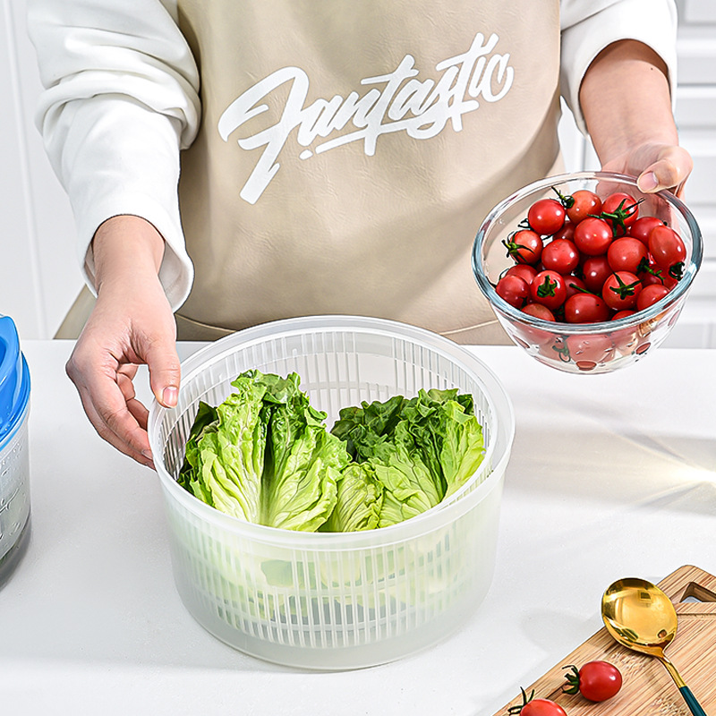 Press-type Vegetable Dehydrator Manual Vegetable Dryer Salad Spinner Drain  Storage Basket Fruits Home Fruit Cleaning Drying Tool