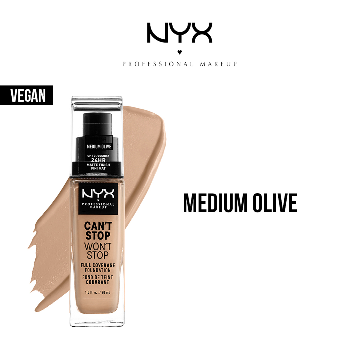 NYX Cosmetics Can't Stop Won't Stop 24HR Full Coverage Liquid Foundation - Medium Olive