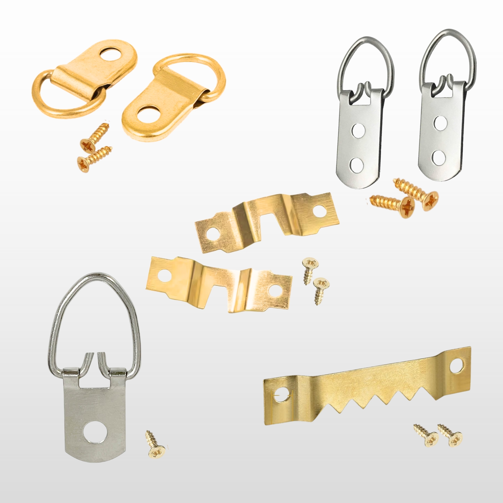 Versatile Frame Hanging Solutions: High-Quality Picture Frame Hooks, D-Rings, Saw tooth , V-Cut frame hook and Mounting Accessories for All Your Wall Decor Needs"