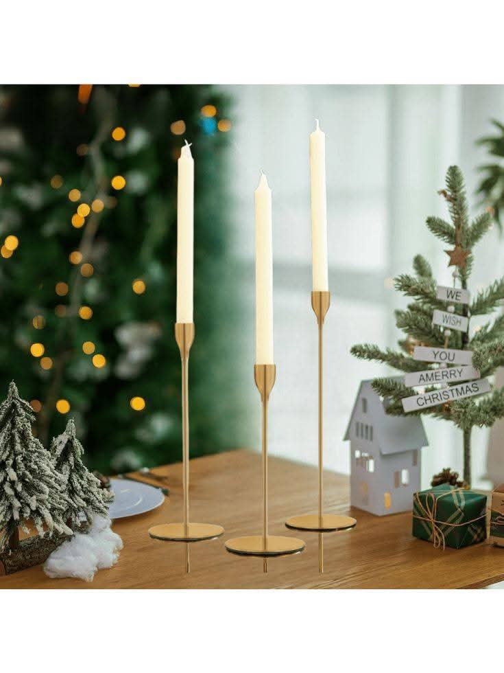 Improted Golden Metal Pillar Candle Holders Pillar Candle Stands for Wedding Party Fireplace And Home Decor