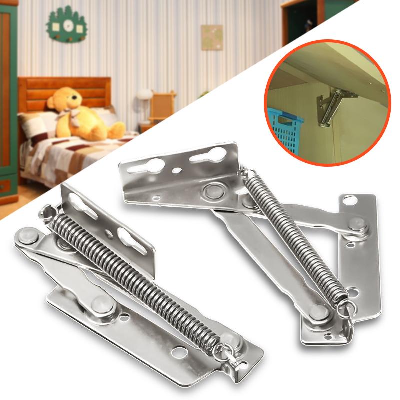 2x Stainless Steel Spring Hinges Cabinet Door Cupboard Lift Up