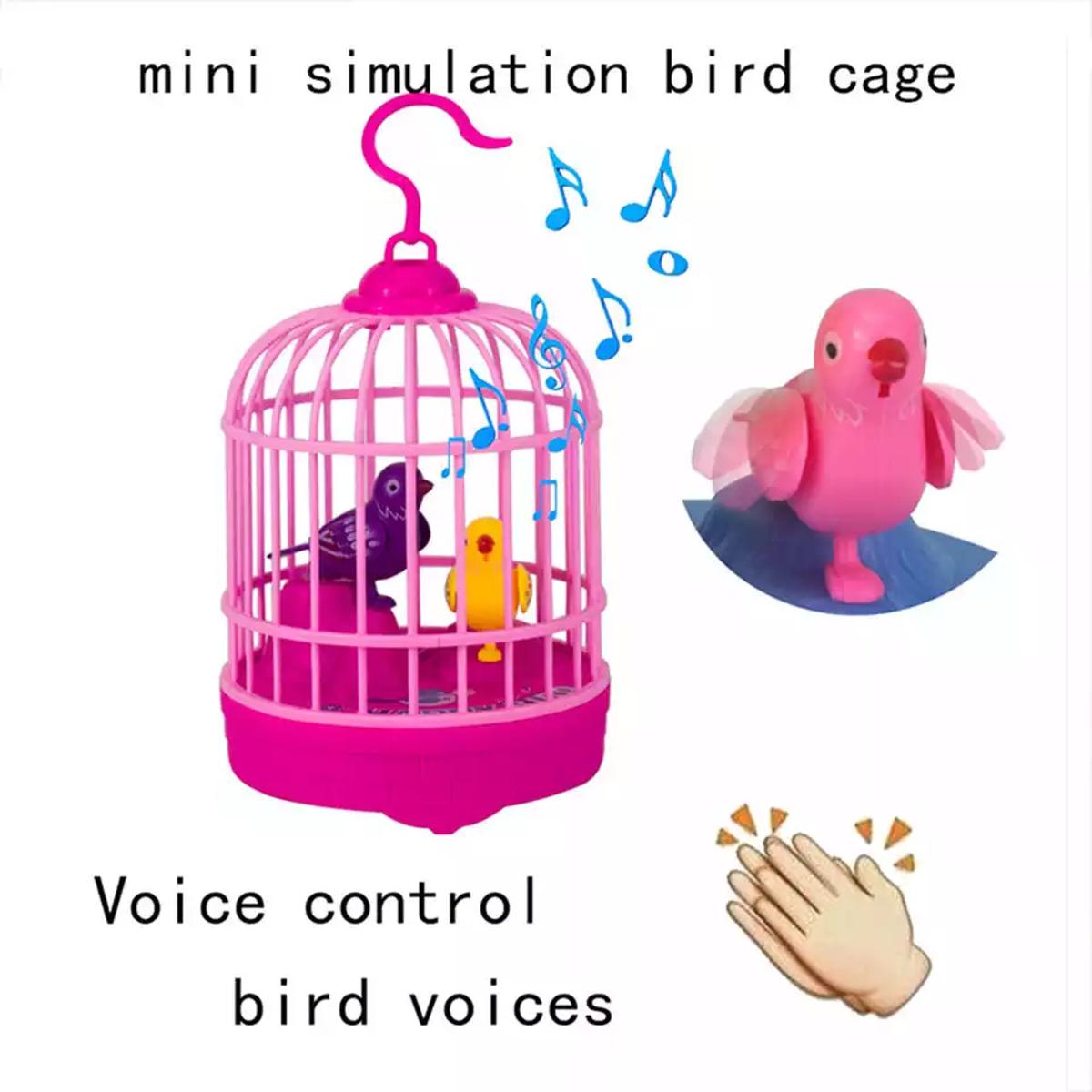 Creative Inductive Sound Voice Control Bird Cage Funny Toy pet Toy Animal Simulation Birdcage Kids Toy Gift Garden Ornaments
