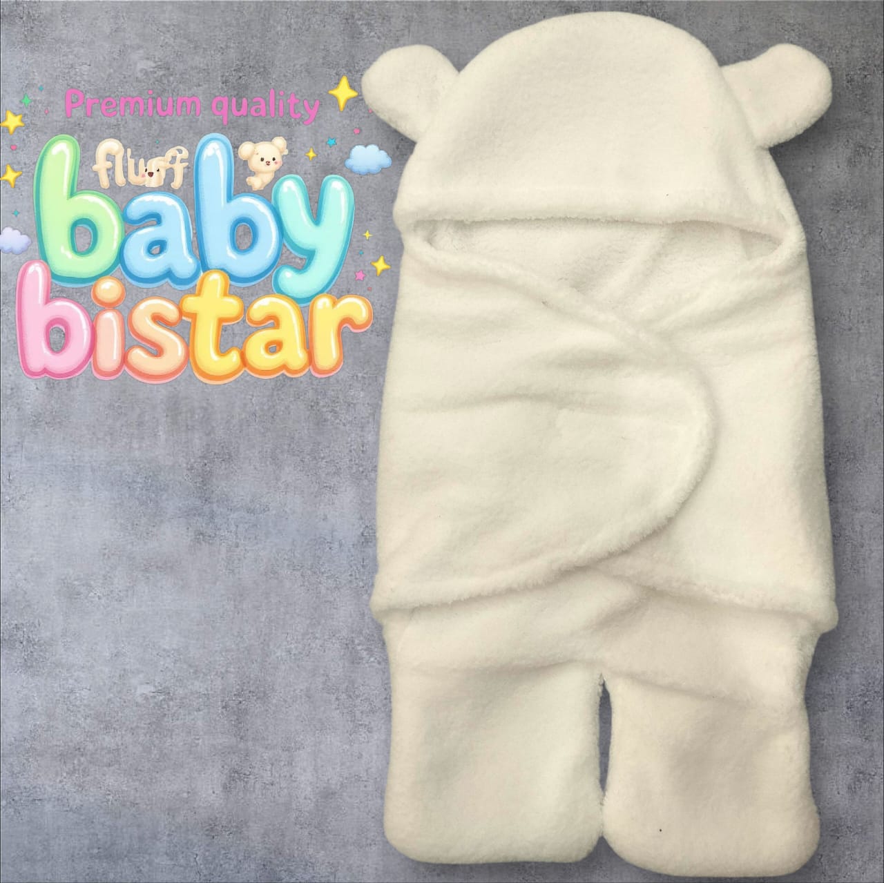 Premium Quality Soft Wool-Blend Swaddle Blanket with Bear Ears for Newborns 0-6 Months - Fluffy Comfort Wraps