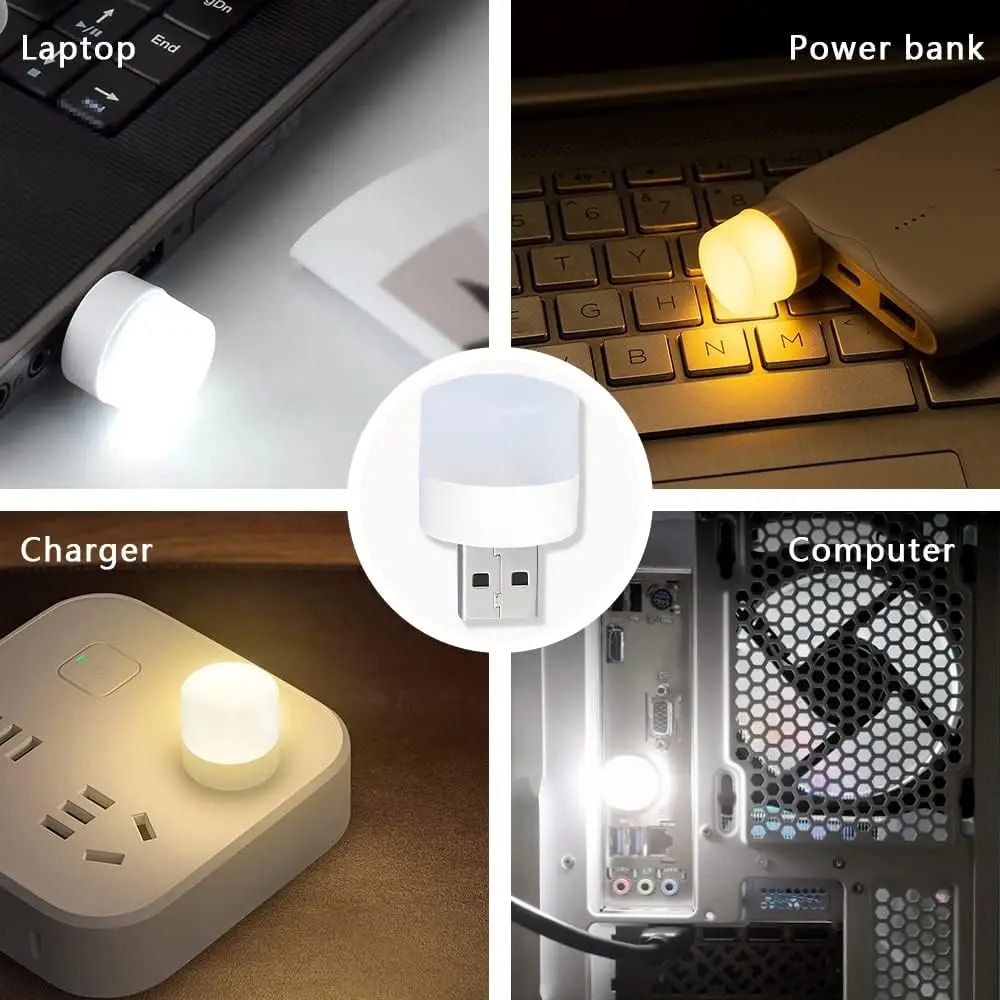 USB Mini LED Night Bulb LED Light Night Light Universal for Laptops Power banks Mobile Chargers & Other USB supported (Pack of 1/10Pcs)