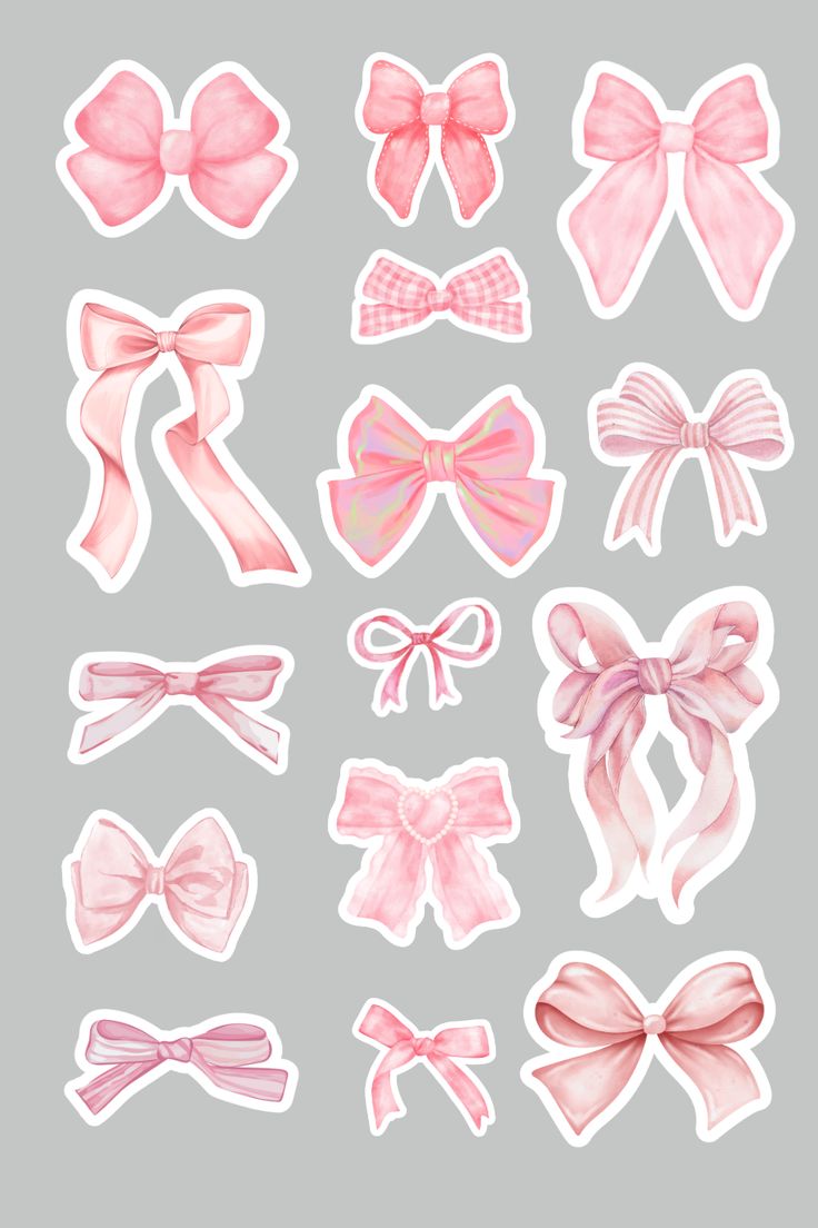 Pink Bow Aesthetic Sticker Sheet for Girls – Waterproof PVC Uncut A6 15×10cm Girly Hearts, Cute Icons & Journal Stickers