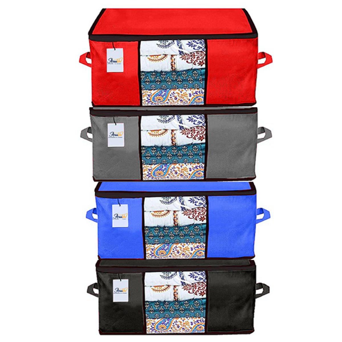 Storage Bag, Storage Organizer, Blanket Cover with Side Handles (Set of 4 pc)