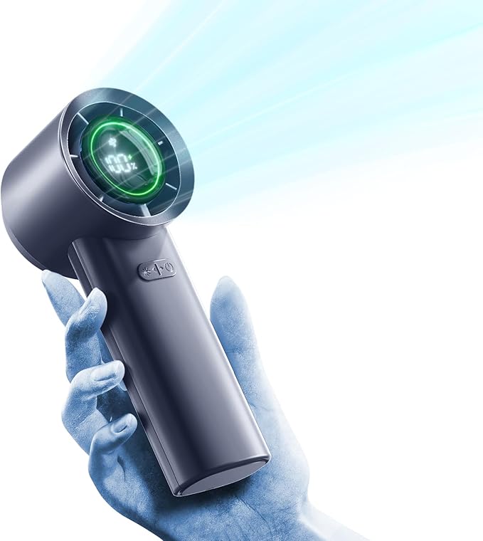 Portable Handheld Turbo Fan with Digital Display Rechargeable Pocket Hand Fan for Travel Outdoor
