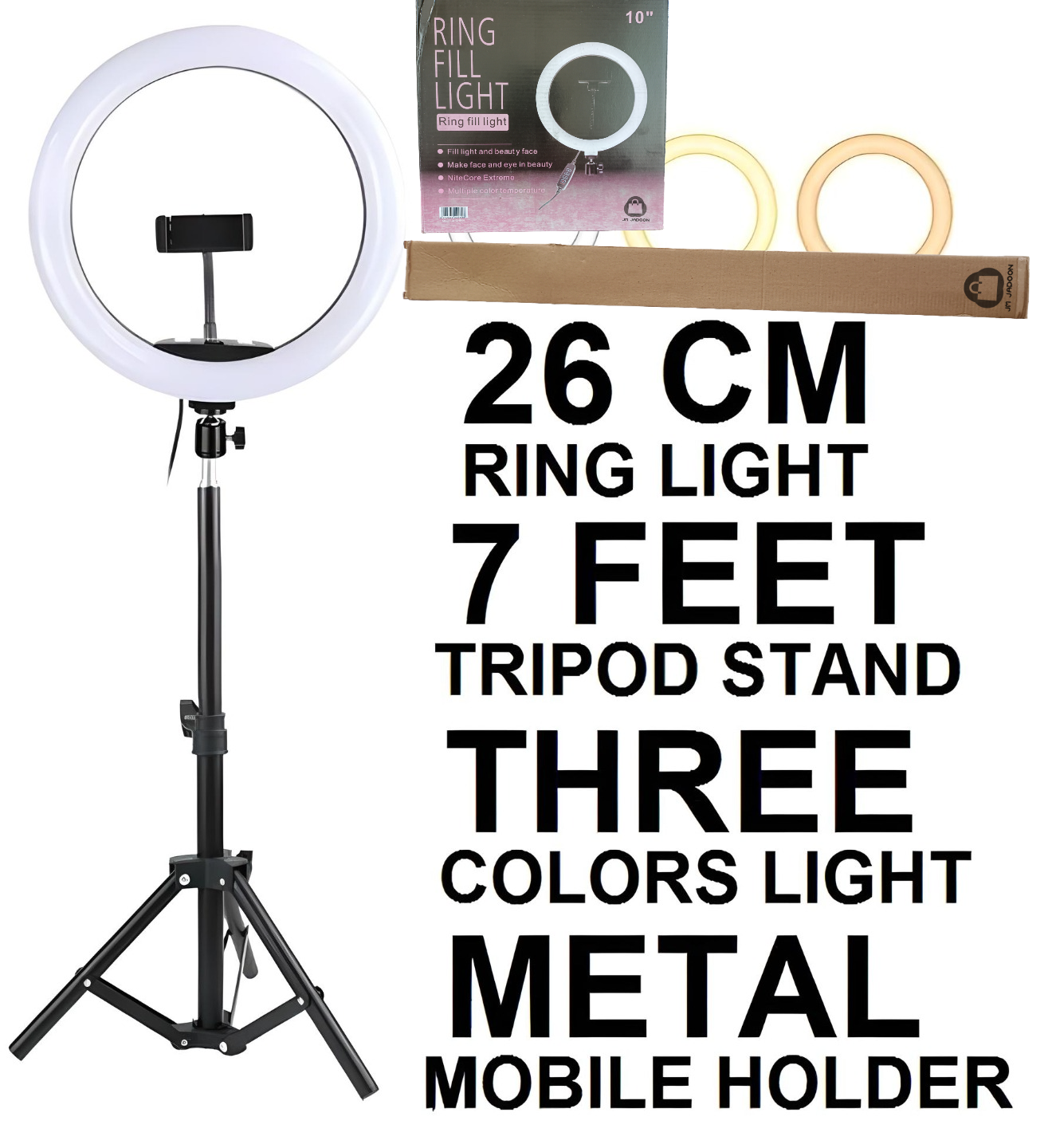 26CM/36CM Selfie LED Ring Light with 7ft Tripod Stand Mobile Phone