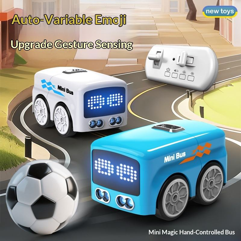 KIDDO KASTLE - Mini RC Intelligent Sensor Stunt Bus | 2.4GHz Remote Control Smart Mini Bus Toy with Object Following, Obstacle Avoidance, Music &amp; Rechargeable Battery | RC Bus for Kids | Blue &amp; White Assorted