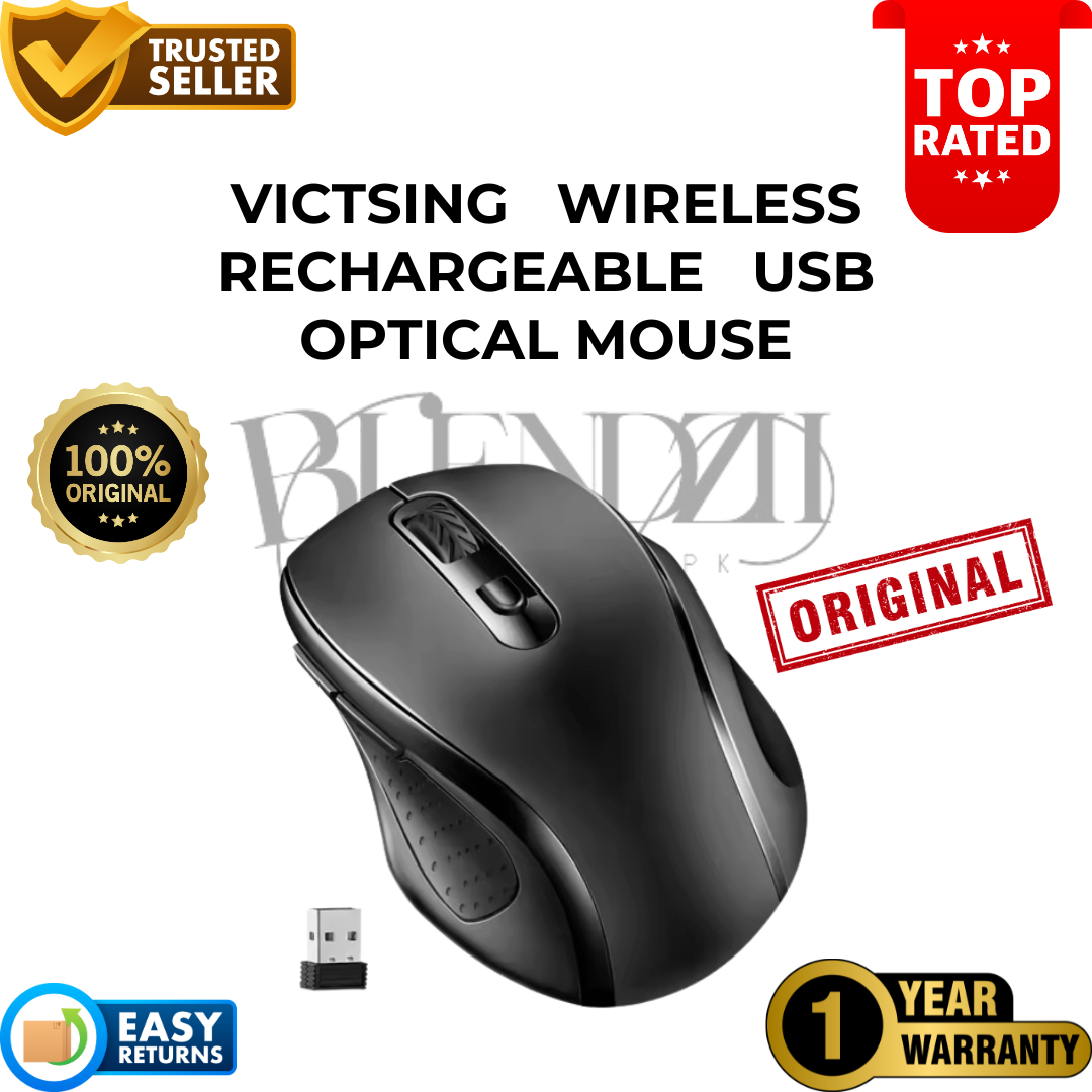 VicTsing PC262A 2.4G Wireless Rechargeable Mouse – Silent Click, Adjustable 2400 DPI, USB Optical Cordless Mouse for Laptop, PC & Gaming
