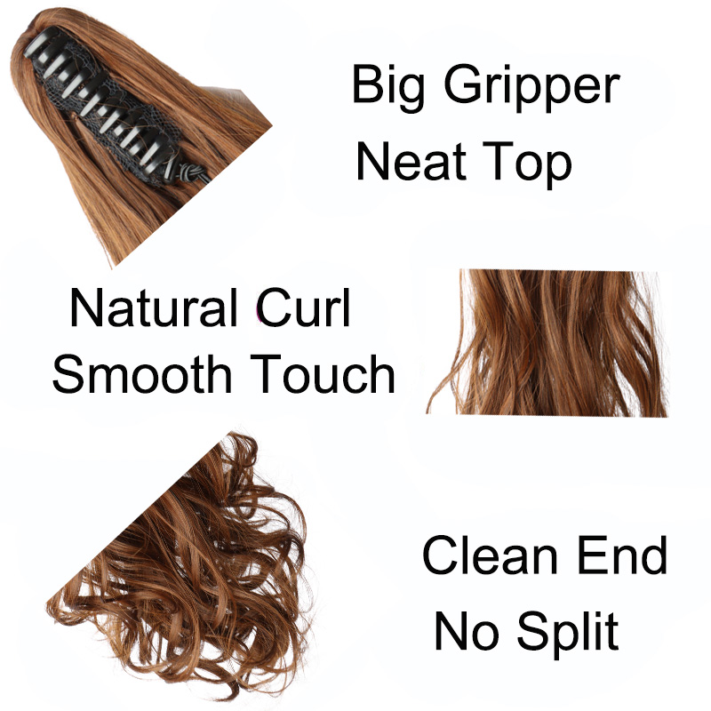 Synthetic Long Curly Ponytail Heat-resistant Claw Clip in Hair Extension Black Brown Golden Hairpiece for Women
