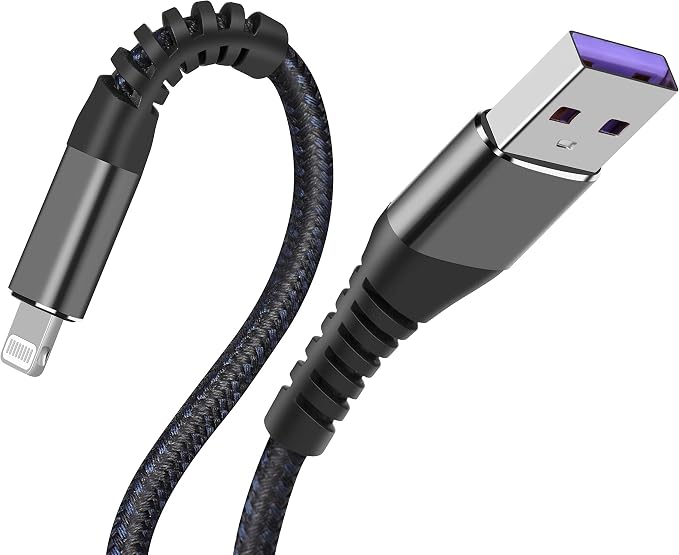 3A Fast Charging 1M Braided Lightning-Pin USB Cable - Ultra Durable Heavy Duty Data Sync Cord