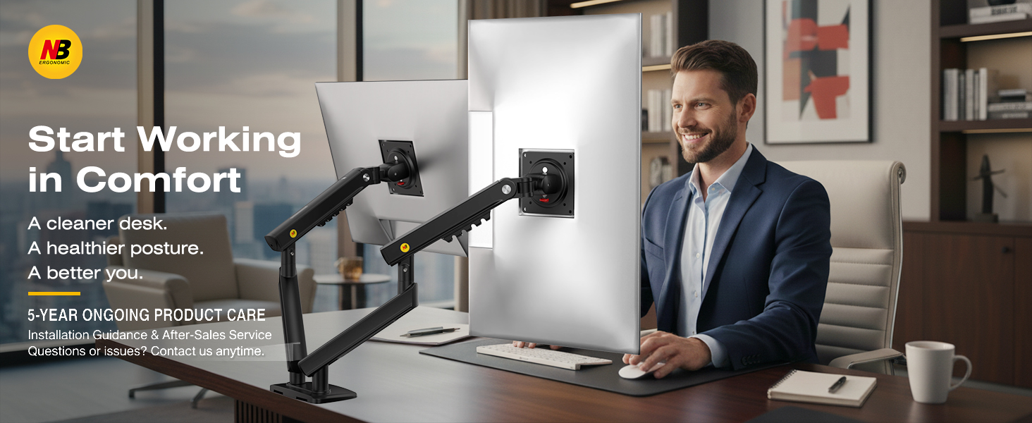 NB A5C SmooVex™ Dual Monitor Arm Mount, Monitor Stand fits up to 32 Inch with Mechanical Spring Monitor Arm, VESA 75/100 mm 13 98224abc195719b638975859c0c62ad3