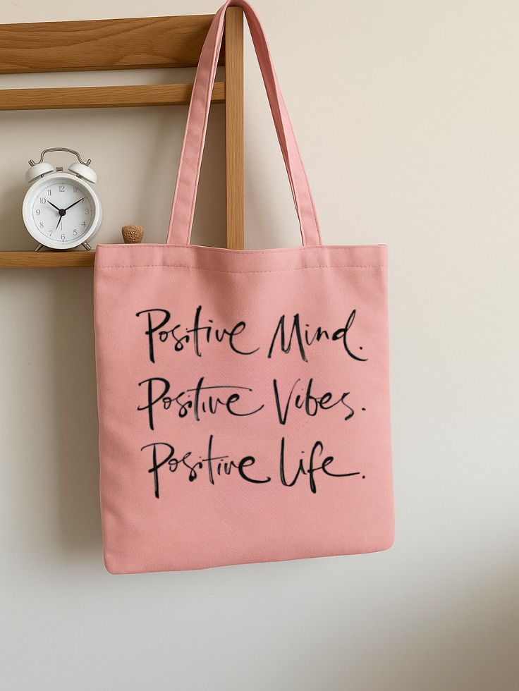 Floral Printed Black Canvas Tote for Her