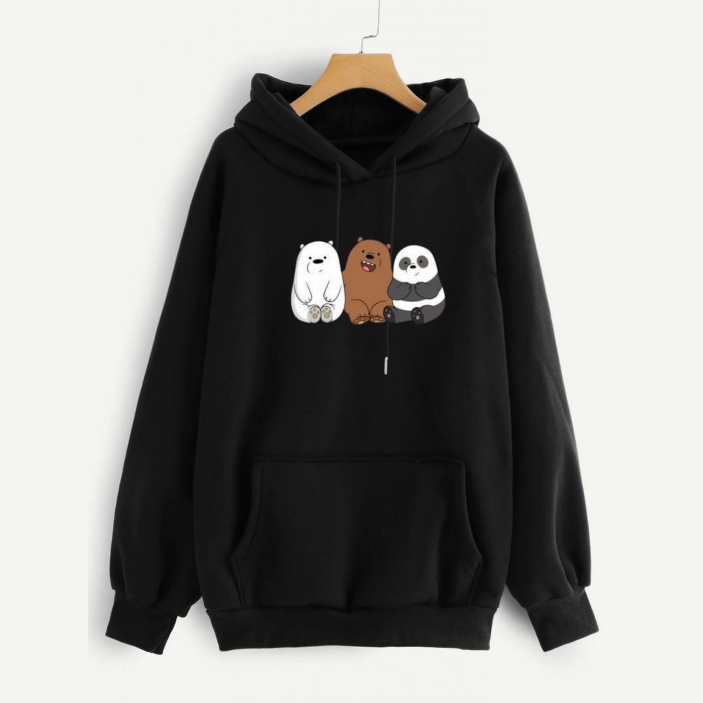 Black 3 Bear Printed Hoodies For Girls & Women - Comfy & Cozy Hoodies For Girls