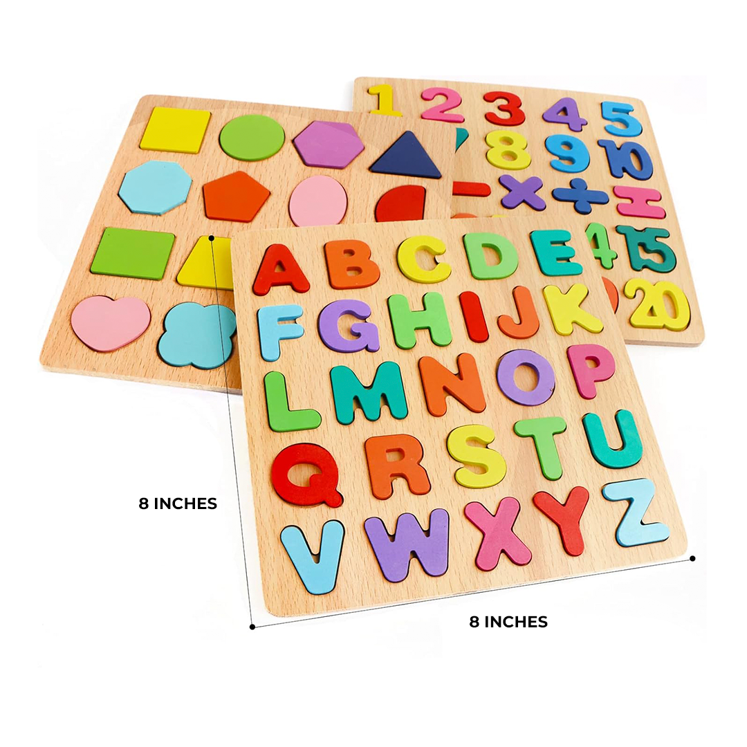 Kid's Learning Wooden alphabet | Puzzles & Numbers Count Board, Colorful ABC Uppercase Letters/Numbers/Shapes for Kids Toddlers Preschool Early Learning Educational Toys