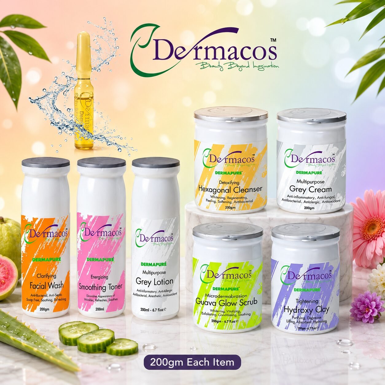 Radiance Revealed Facial Kit (200gm Each) Pack of 7 + Skin Brightening Ampoule (2ml) | Personal Care Set