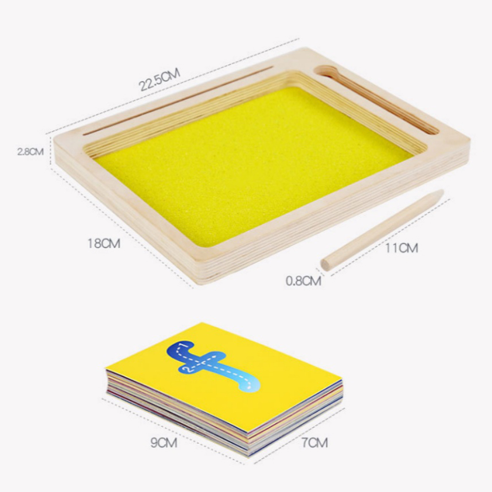 Pinshang Kids Wooden Sand Tray With Wood Pen Diy Sand Writing Painting Set Early Educational Toys Gifts For Boys Girls