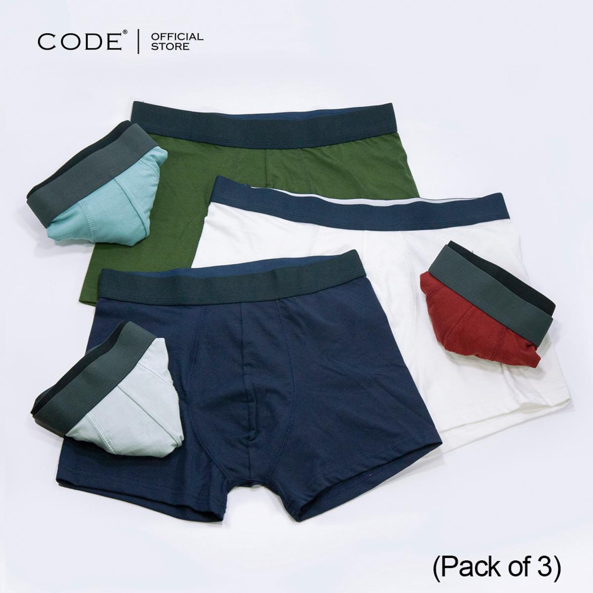 Code Boxer For Men Pack of 3: Random Colors