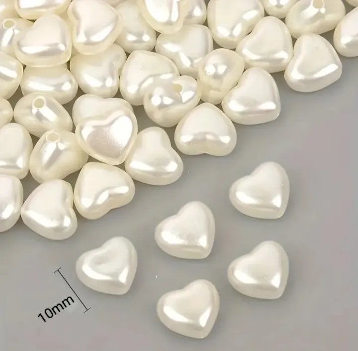 White Love Heart Shape 10mm Beads Plated Loose Beads Spacer For Jewelry Making Accessories DIY Necklace Bracelet Charms