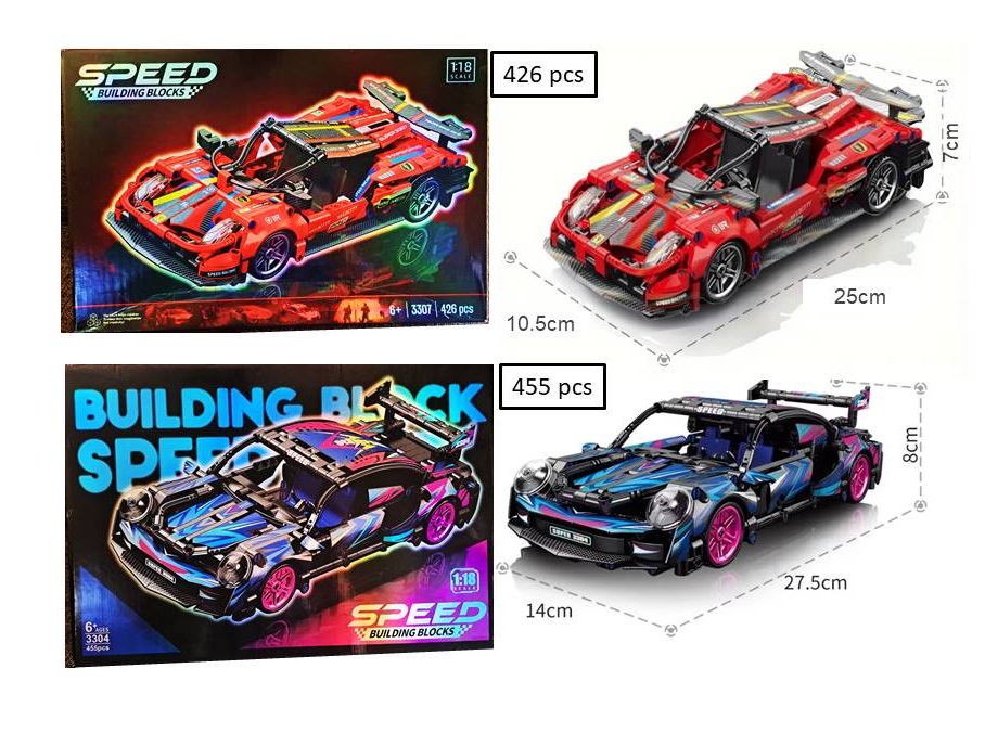 Building Blocks Car Toy | Collectible Sports Car Model Kit (1:14 / 1:18 Scale) | Construction Blocks Set