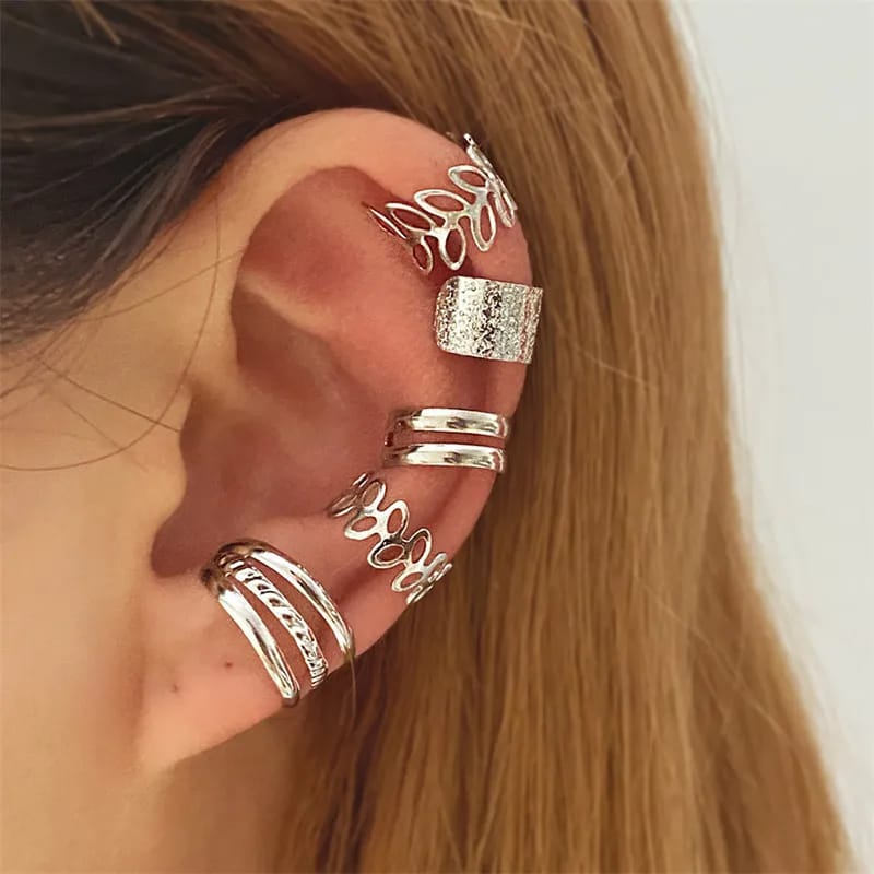Ear cuff – Non piercing 5Pcs/Set Elegant Colors Leaves Ear Clips for girl & Women's Fashion jewelry