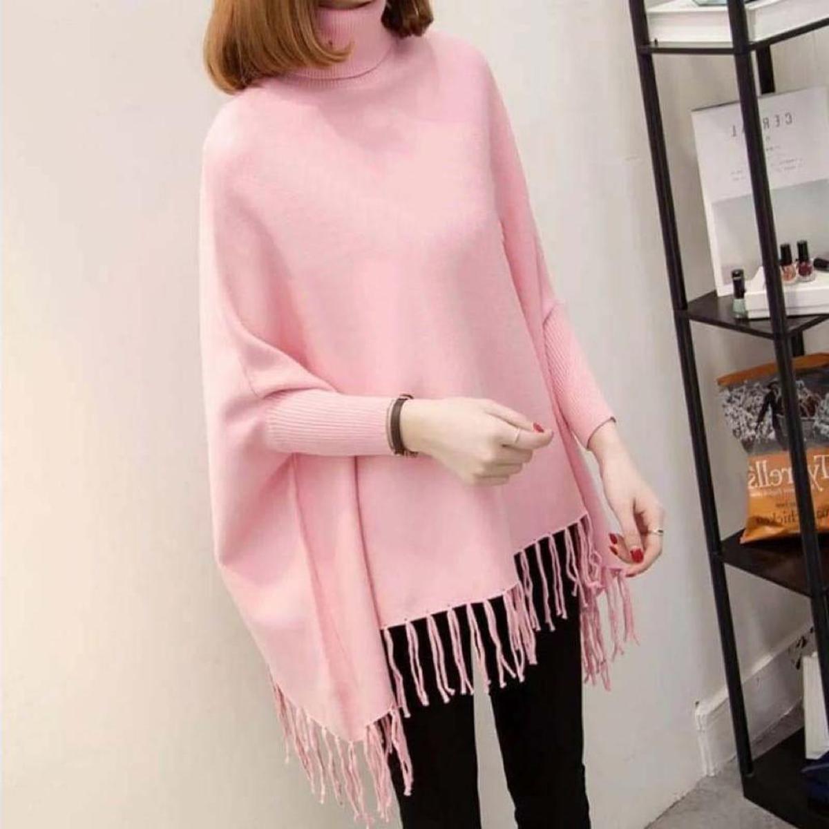 MK Garments - Women's Korean Style Winter Fleece Cape Shoal Poncho For Girls