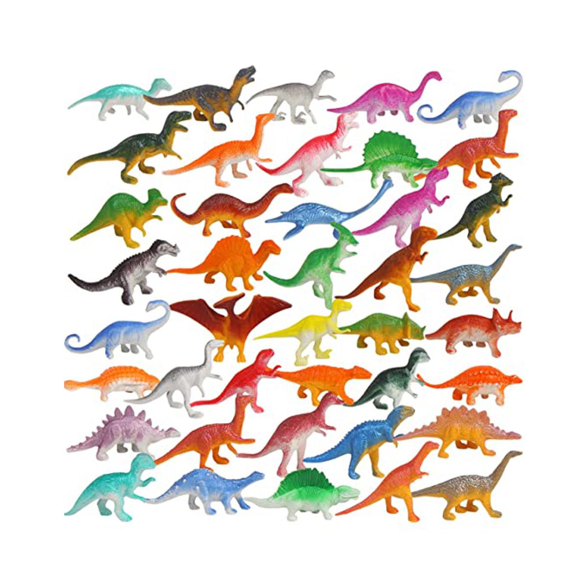 24 Pcs - Tiny Dinosaur World Jurassic Park Toys - Wild Animal Action Figures Jungle Zoo Toy Set For Kids Boys and Girls Educational Toys - 5cm / 2 Inch