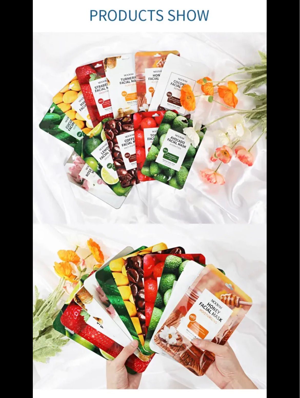12 Face Mask Set Beauty Essence Facial Paper Sheet Mask Skin Care Moisturizing