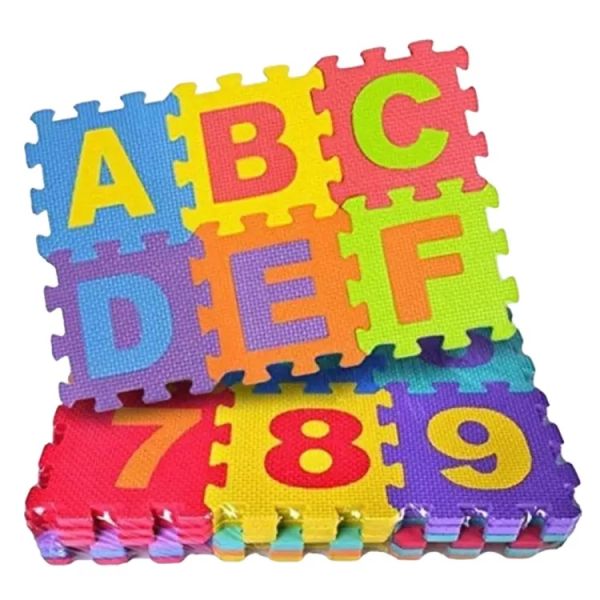 ABC Toy Block Mat Alphabets and Numbers Early Learning Toy Play Foam Puzzle Mat for Kids 36 Pieces 6cm x 6cm