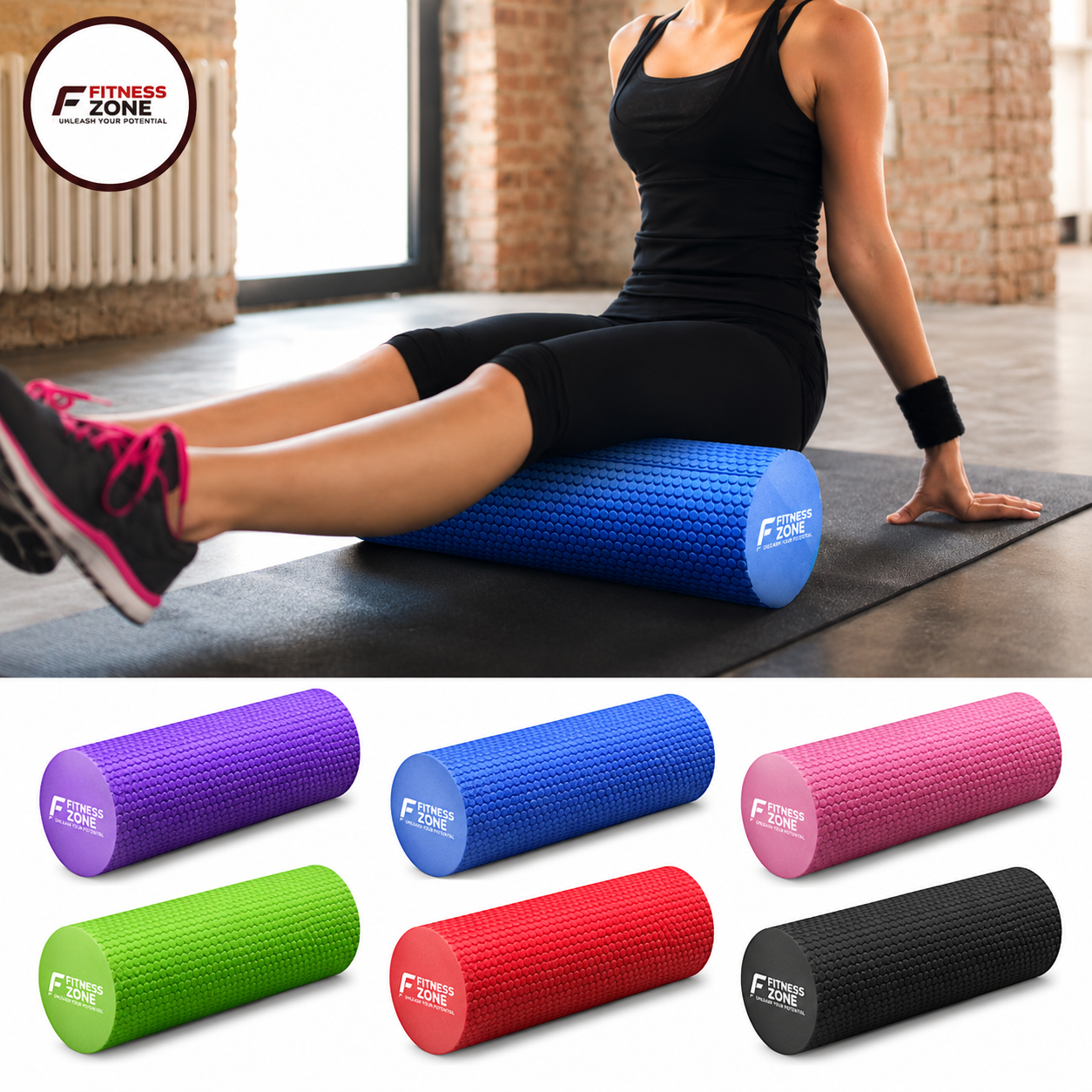 Foam Roller for Muscle Recovery – High Density Solid EVA Roller for Deep Tissue Massage, Physical Therapy & Back Pain Relief | 12 & 18 Inch | Yoga & Exercise Foam Roller (Multicolor)