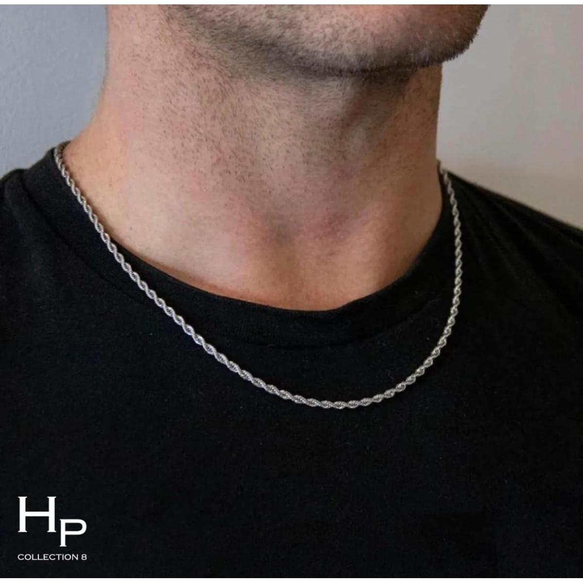 Italian Silver Rope Shaped Neck Chain For Men - High Quality