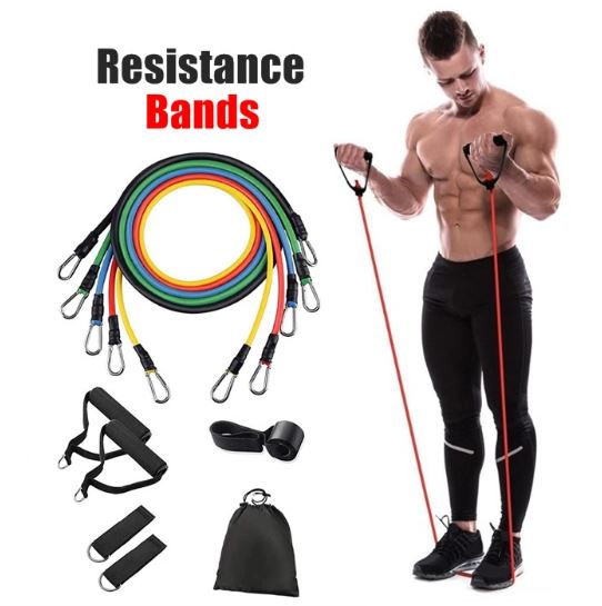 Fitness Home Gym 5 Rubber Tubes Fitness Strength Training Power Resistance Bands JT-003, Chest Flexor / Muscle Pulling Exerciser / Muscle Workout Stretcher Home Fitness Equipment for Men & Women