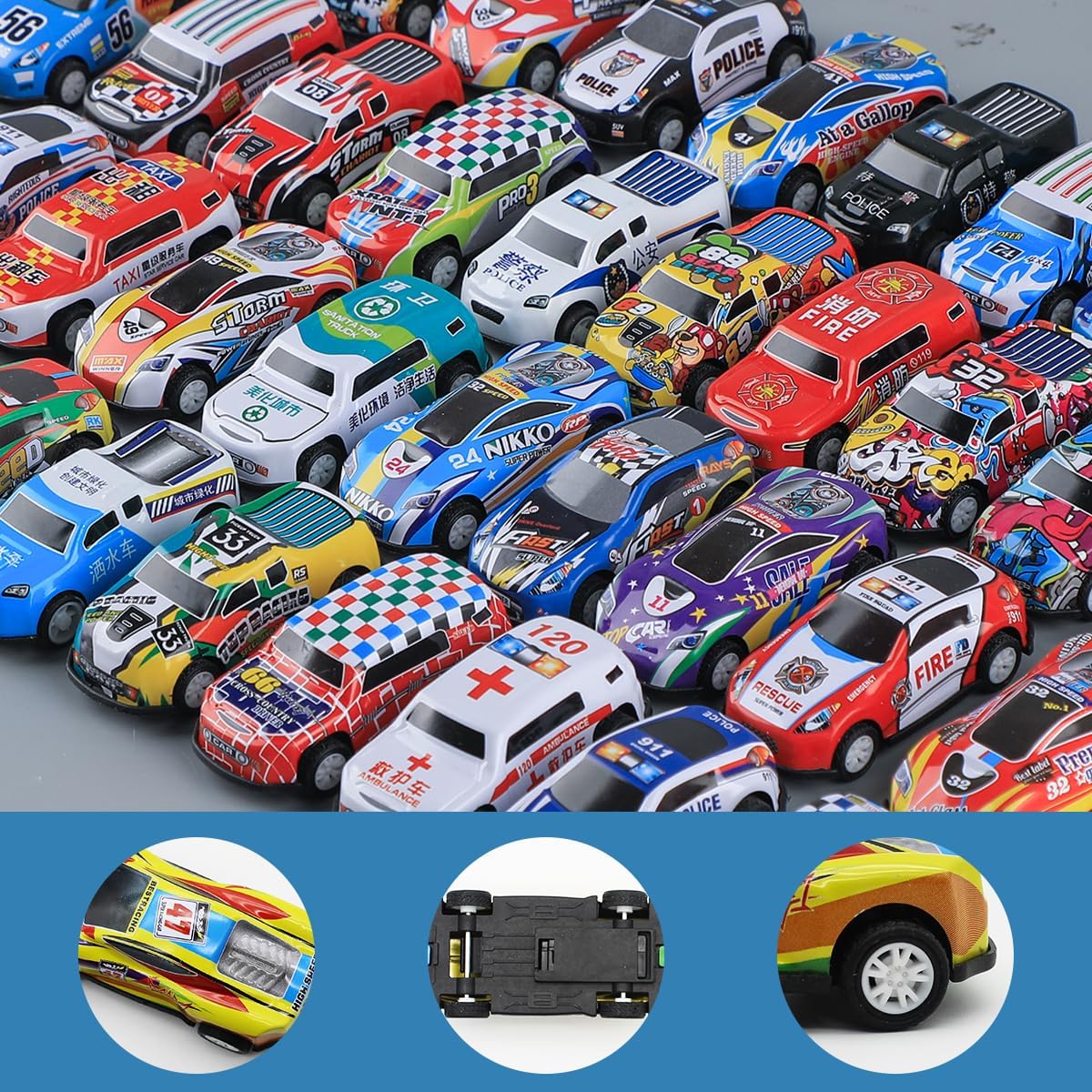 Kids Mini Pull Back Car Toy, Metal diecast and plastic Car Mini Race Cars,Friction Power Vehicle Playset Cars Set,Educational Gift for Boys and Girls (Random Car)