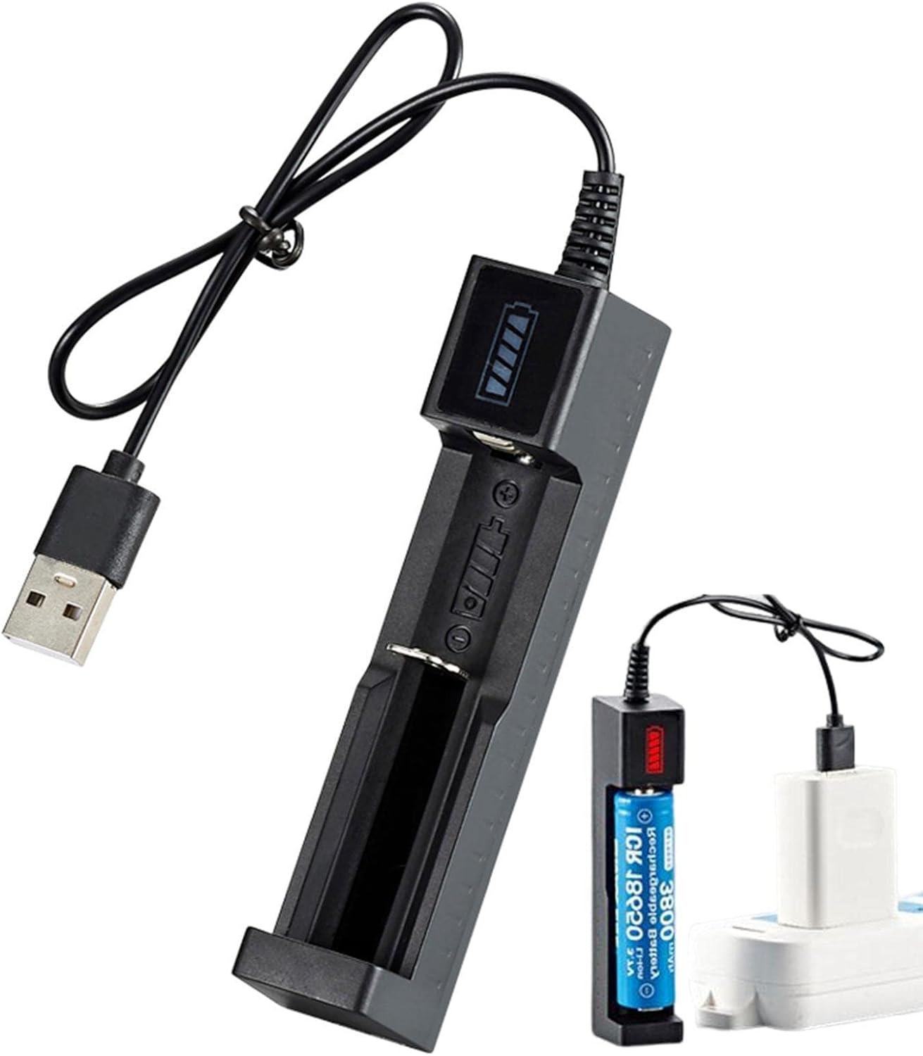 USB Plug Universal Single Cell Charger, Battery Charger, Output Voltage 4.2V, Compatible with AA/AAA 3.7V Lithium-Ion Batteries