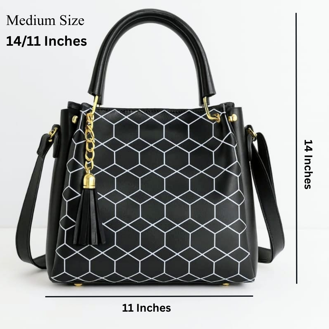 Zushaam-Hand bag for girls Black & White Leather bags for girls Cross body bags for girls and ladies Shoulder bag for girls with adjustable starp For Women