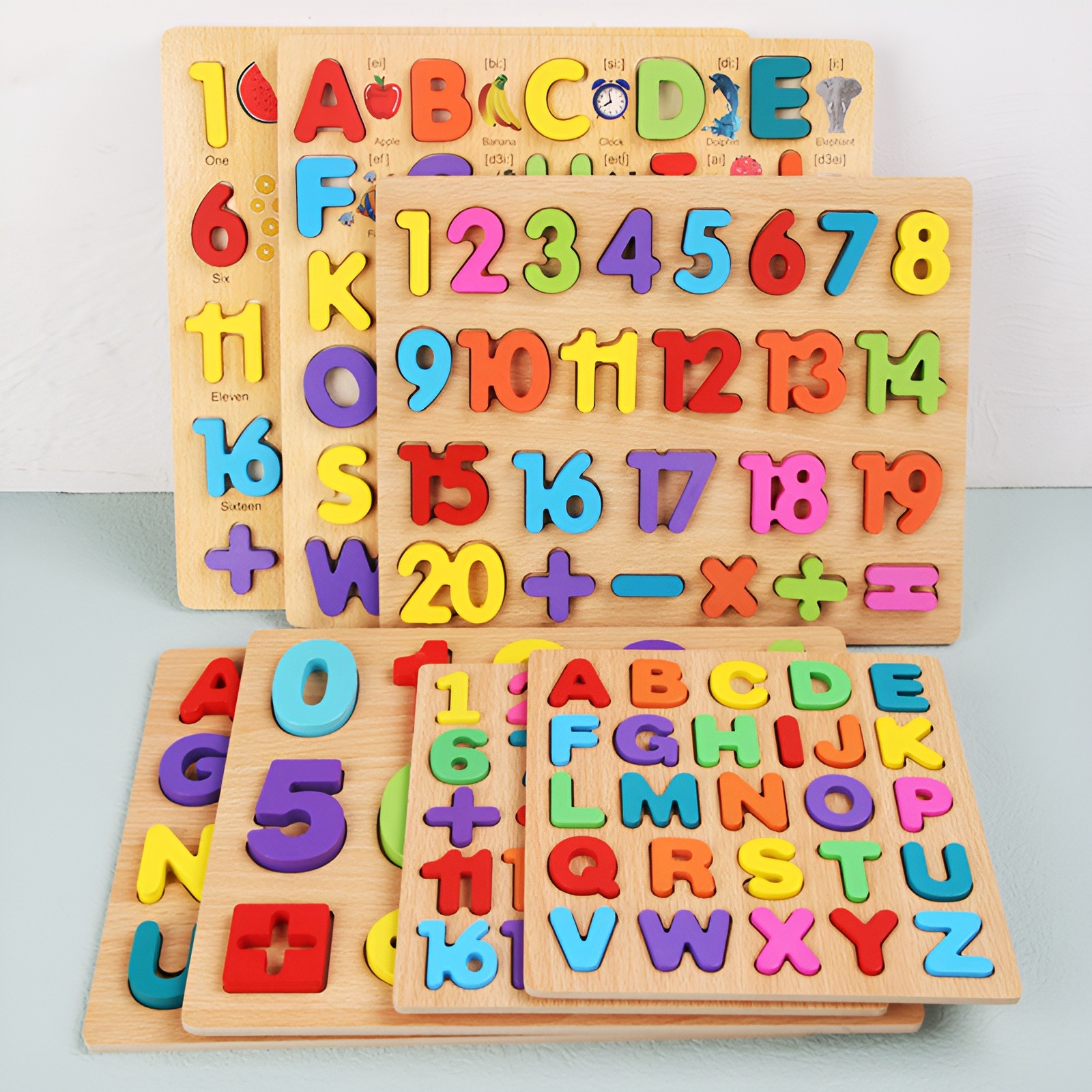 Wooden Alphabets ABC Puzzle Montessori Early Learning Toy Wooden 3D ABC, counting and shapes board Educational Matching Game for Kids Birthday Gifts, Stocking Stuffer, Capital ABC Alphabet Number Puzzle and Shapes Puzzle For Kids Early Brain Development