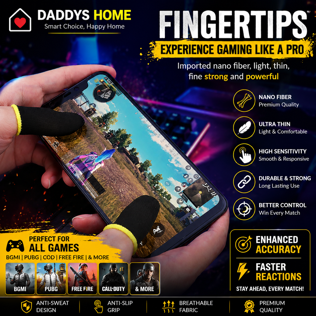 Pubg Thum Gloves Triggers Fire Button_Anti-Sweat Breathable Thumb Gloves Sleeve for Gaming_Best For Free Fire, PUBG,BGM,CALL OF DUTY_Mobile Pubg Game Finger Sleeve High Quality Gaming Thumb Gloves
