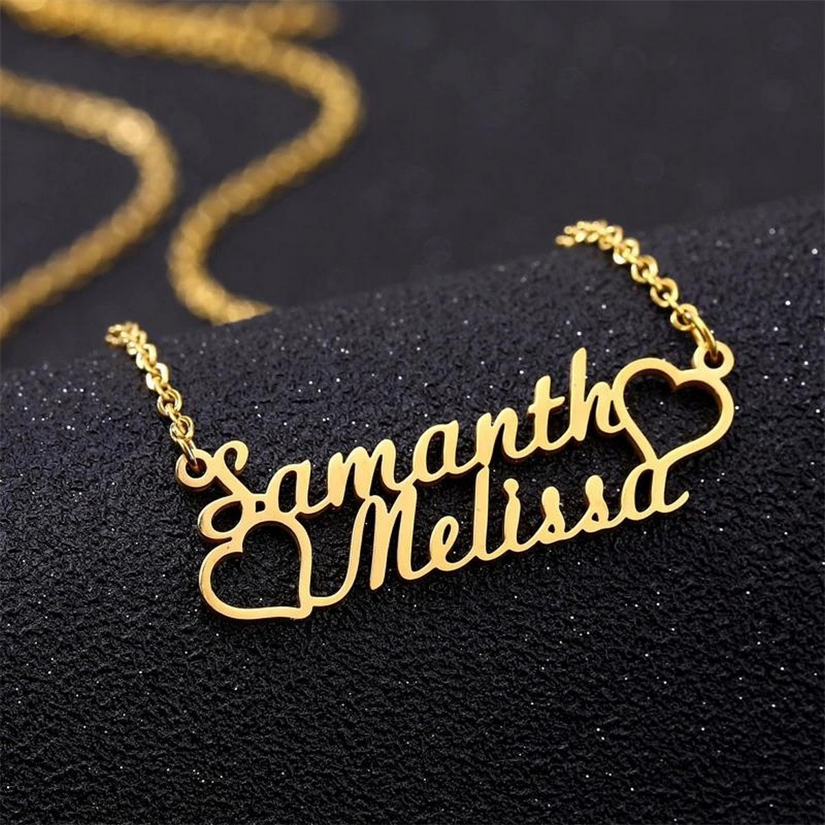 Couple Heart Design Gold Plated Chain 