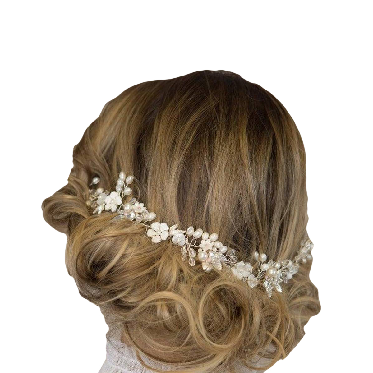 HANDMADE HAIR ACCESSORIES FOR WEDDING WEDDING HAIR ACCESSORIES FOR BRIDES - BRIDAL HEADBAND FOR LONG OR SHORT HAIR - CRYSTAL PEARL SILVER HAIR VINE