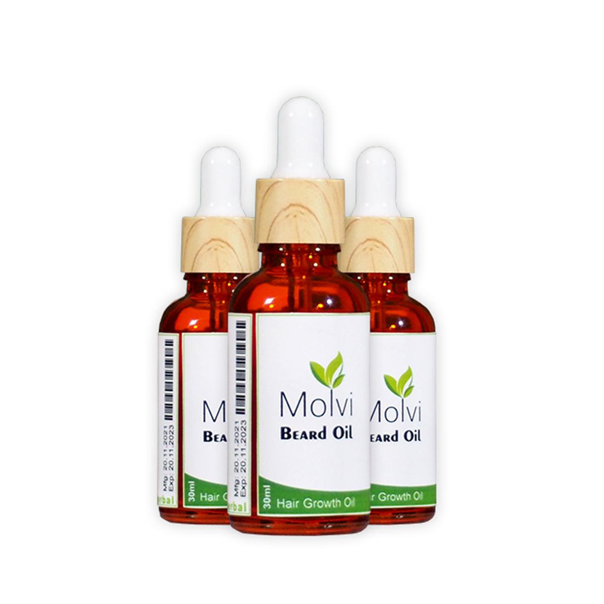 Pack of 3 Mol20 Beard Oil – 30ml/ Bottles – Nourishing Hair Loss Treatment and Beard Care Product