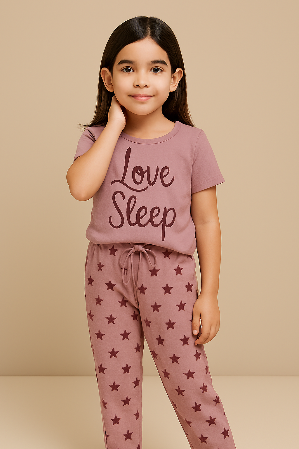 Kids Night Dress – Dark Grey Heart Print Cotton Jersey Sleepwear (Sizes 5 to 14 Years) Stylish Heart Print Nightwear – Soft Cotton Pajama Set