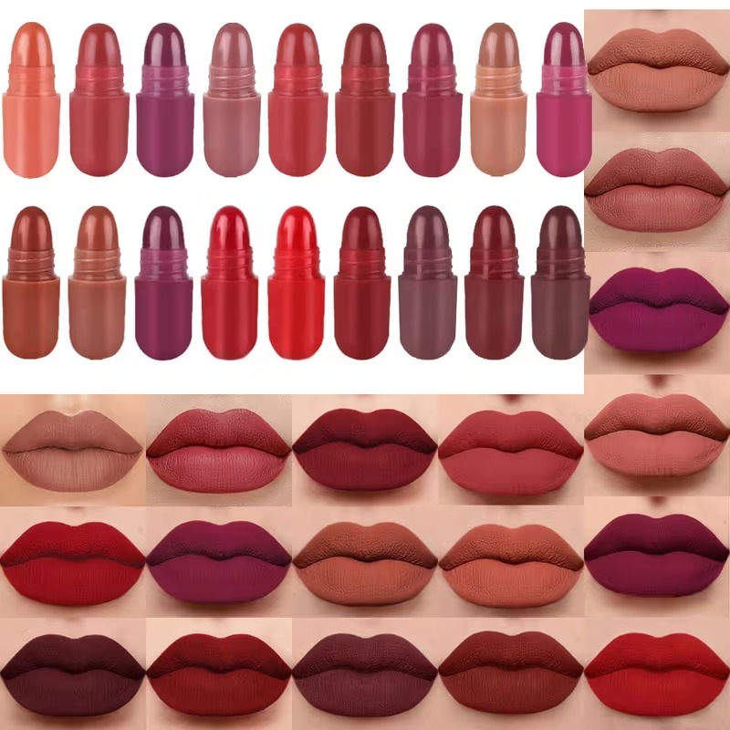 ORIGINAL IMPORTED LMG BROTHS 9/12/18 Color Capsule Lipstick Set – Silky Smooth Matte Finish Mini Lipstick Pods (Travel Size & Portable)