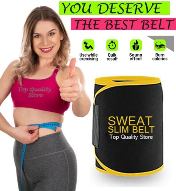 Original Sweat best slimming belt Premium Waist Trimmer weight loss/Fat loss/ Fat lose/Belly/ Tummy Reducing/ Stomach Fat Burner/ Wrap Tummy Control/ Body Slim Look/ Running Travel Tummy Workout Belt/ Shape wear/ Exercise Hot Unisex Shapewear free size