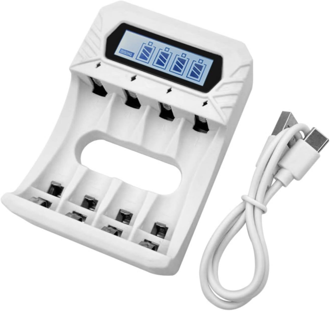 Rechargeable Cell charger battery  charger USB powered Type C Fast Charging 4 Slot with LCD power display