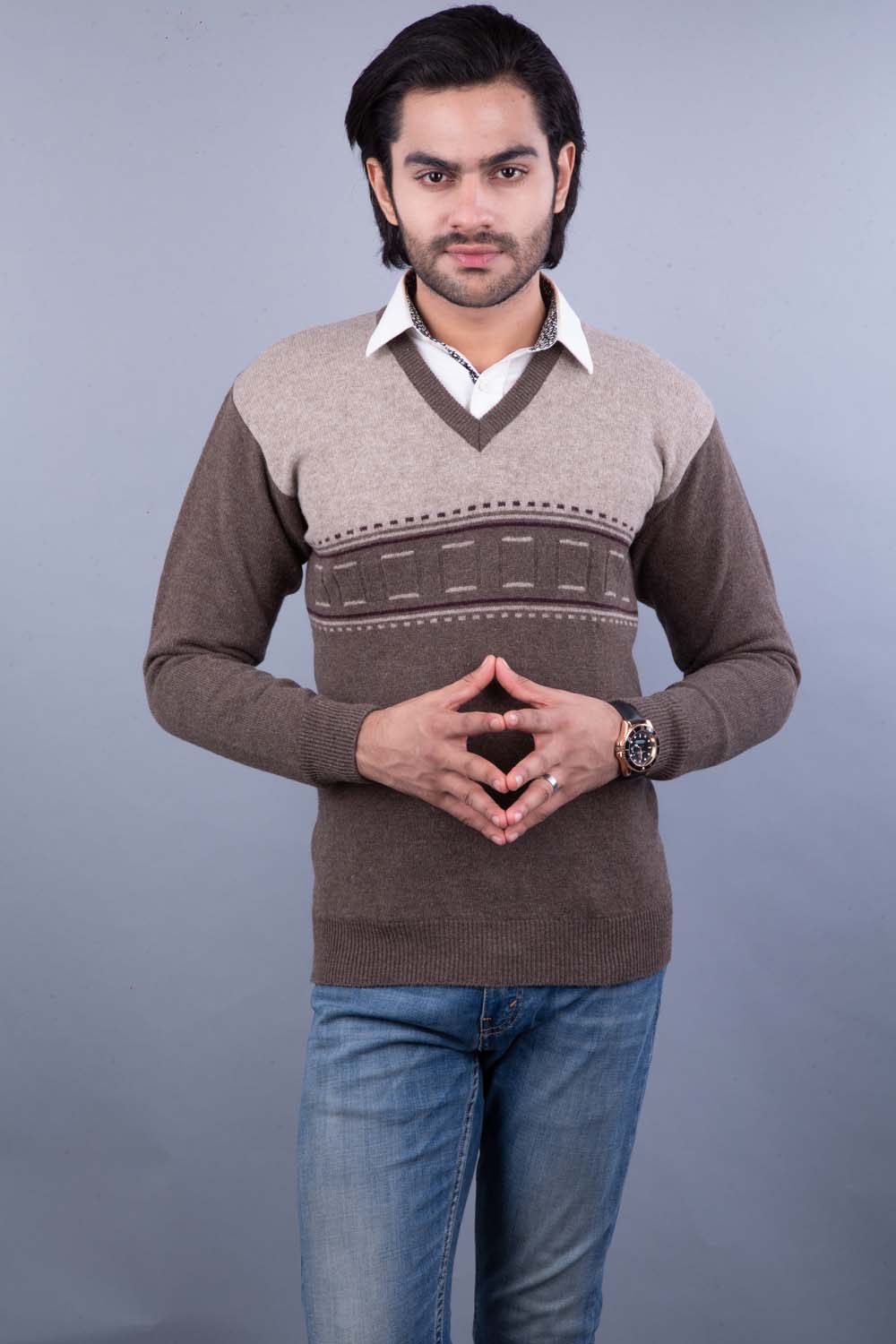 mens brown pullover sweater