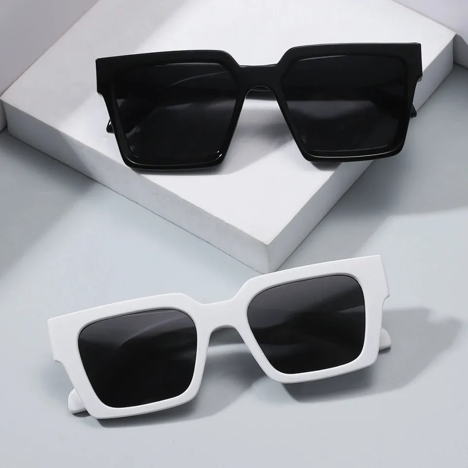 Eldorado Fashion Square Sunglasses Women Vintage Half Frame Oversized Sun Glasses for Men Luxury White Blue Eyewear UV400