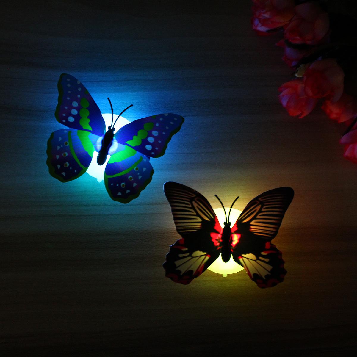 Pack of 6 LED Butterfly Glow In The Dark Night Light